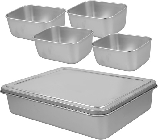 [BRSRABATB4MROFA2] Seasoning Box Lid Condiment Dispenser Stainless Steel Serving Box Multiple Compartments Large Capacity for Kitchen Dining Picnics