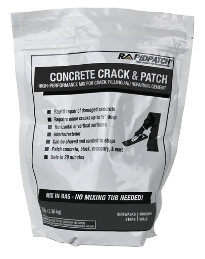 [BRSROCAPO4NBQAL6] Concrete Crack & Patch - Repair Concrete, Block, & Masonry in Gray (3 Pounds)