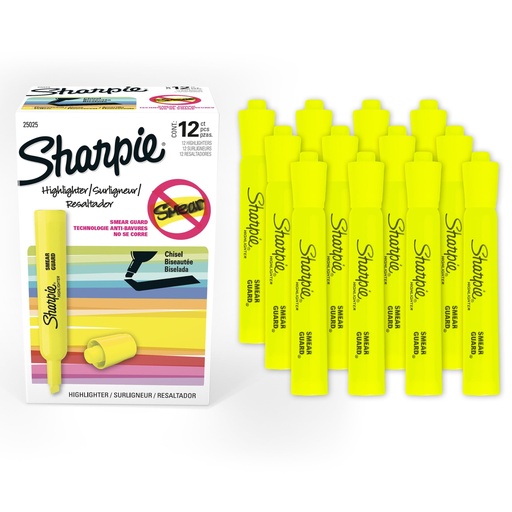 [BRSWIYTZOUABCEYU] Sharpie Tank Highlighters, Chisel Tip, Fluorescent Yellow, 12 Count
