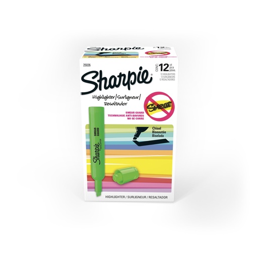 [BRSWIYTZOUABCE3M] Sharpie Tank Style Highlighters, Chisel Tip, Fluorescent Green, Box of 12