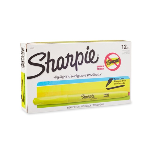 [BRSWIYTZOUABCE3K] Sharpie Pocket Style Highlighters, Chisel Tip, Fluorescent Yellow, Box of 12
