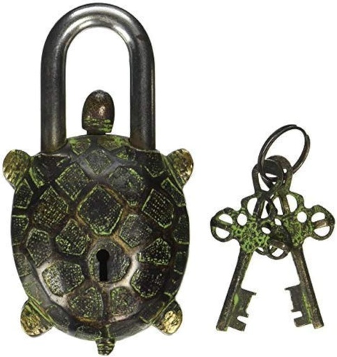[BRSW2HANCINBE2TX] IBLAY - Padlock with Keys - Working Functional (Tortoise Lock Key) Brass Lock