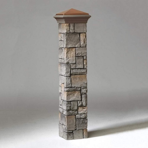[BRSWIH36DMFGIFDI] Deckorators 53" Gray Cobblestone Stacked Stone Post Cover